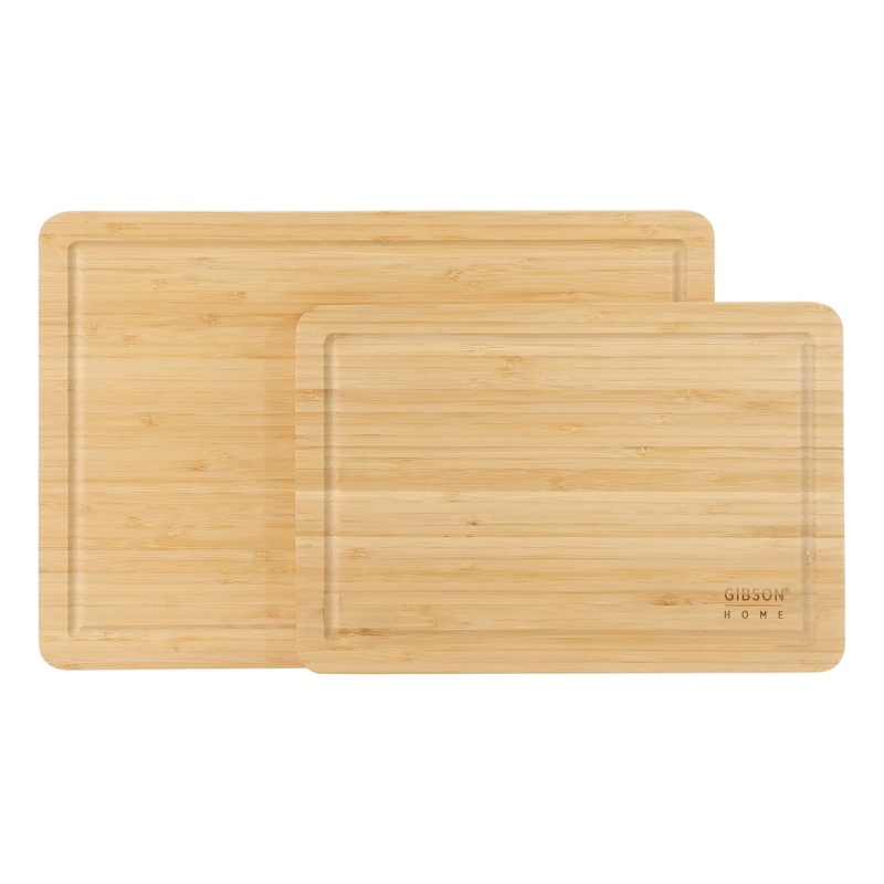 Gibson Home Forestview 2 Piece Rectangle Bamboo Cutting Board Set With Juice Grooves