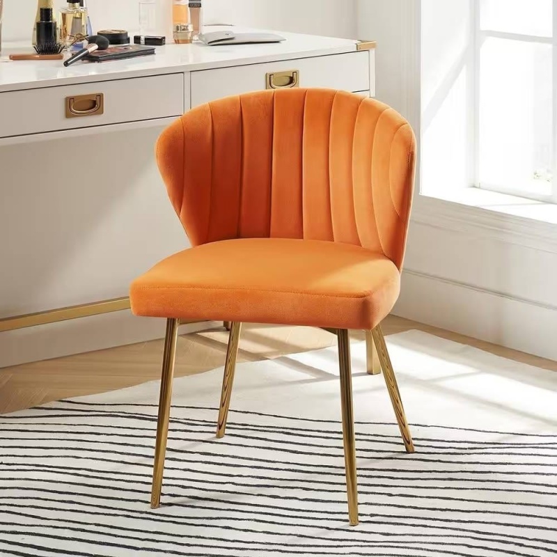 Orange Velvet Wingback Accent Side Chair