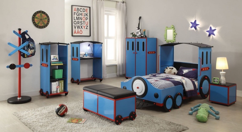 Steel Twin Red White And Blue Bed