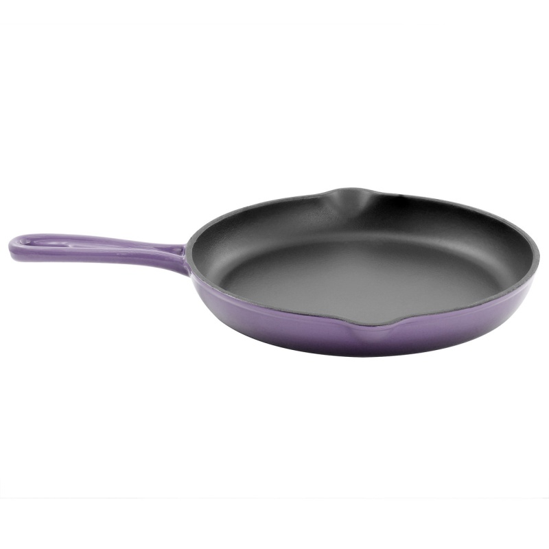 MegaChef Round 10.25 Inch Enameled Cast Iron Skillet in Gradient Purple
