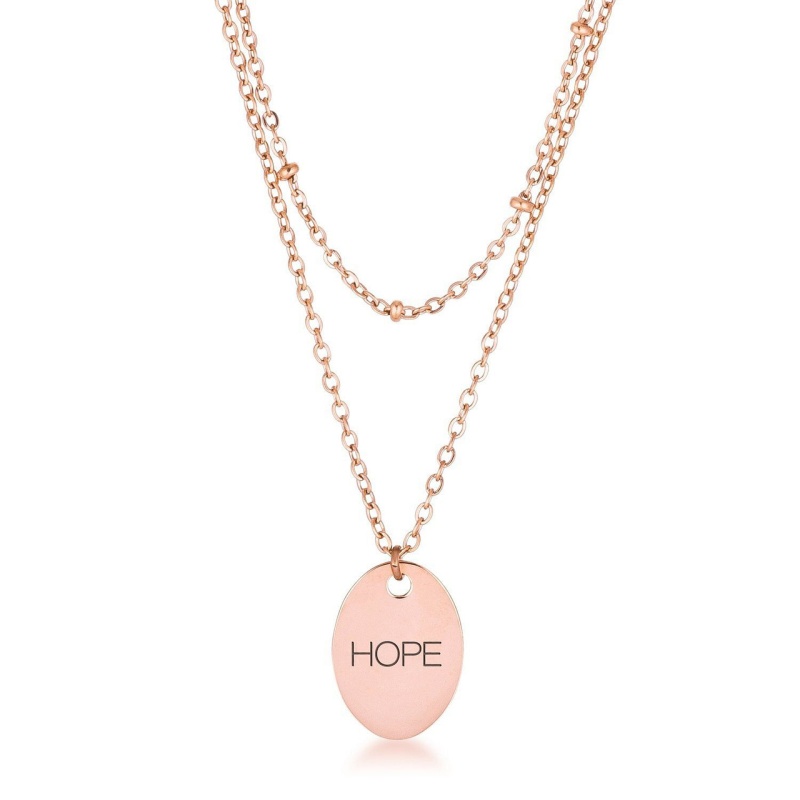 Rose Gold Plated Double Chain Hope Necklace