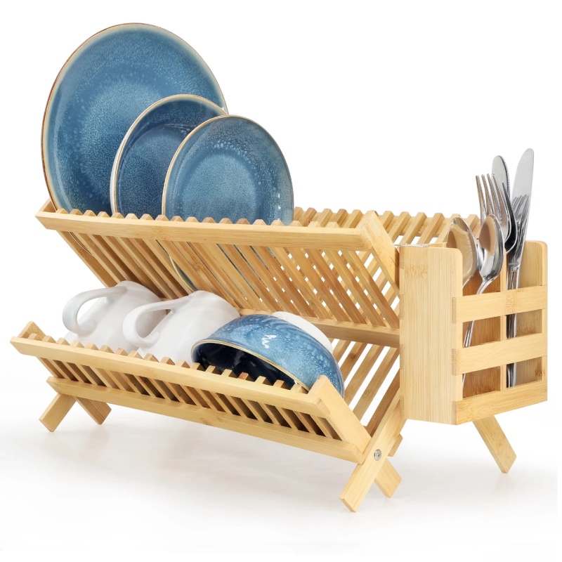 MegaChef 2-Tier Bamboo Drying Dish Rack