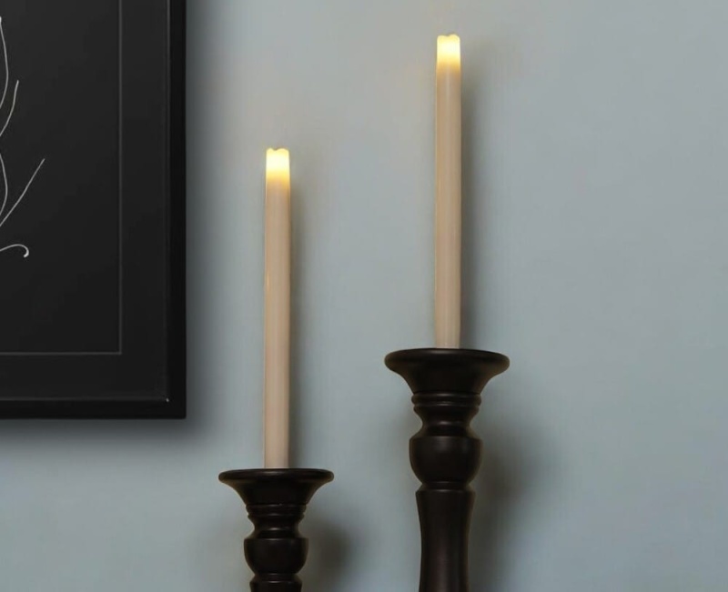 Set Of Two Ivory Flameless Taper Candle