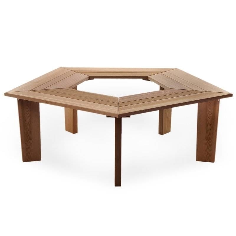 Solid Cedar Wood Outdoor 5 Sided Pentagon Tree Wrap Garden Bench