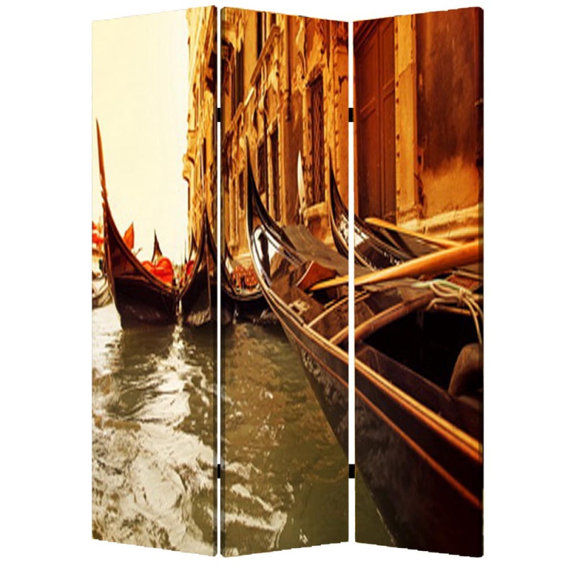 48" X 72" Multi Color Wood Canvas Venice Screen