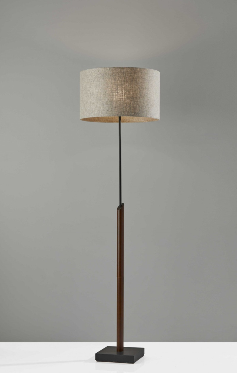 63" Black Traditional Floor Lamp With Beige Drum Shade