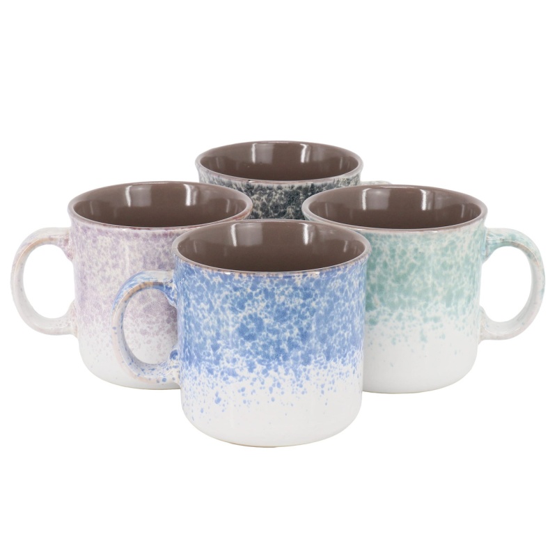 Gibson Home Blurry 4 Piece 19 Ounce Stoneware Straight Shape Mug Set In Assorted Colors