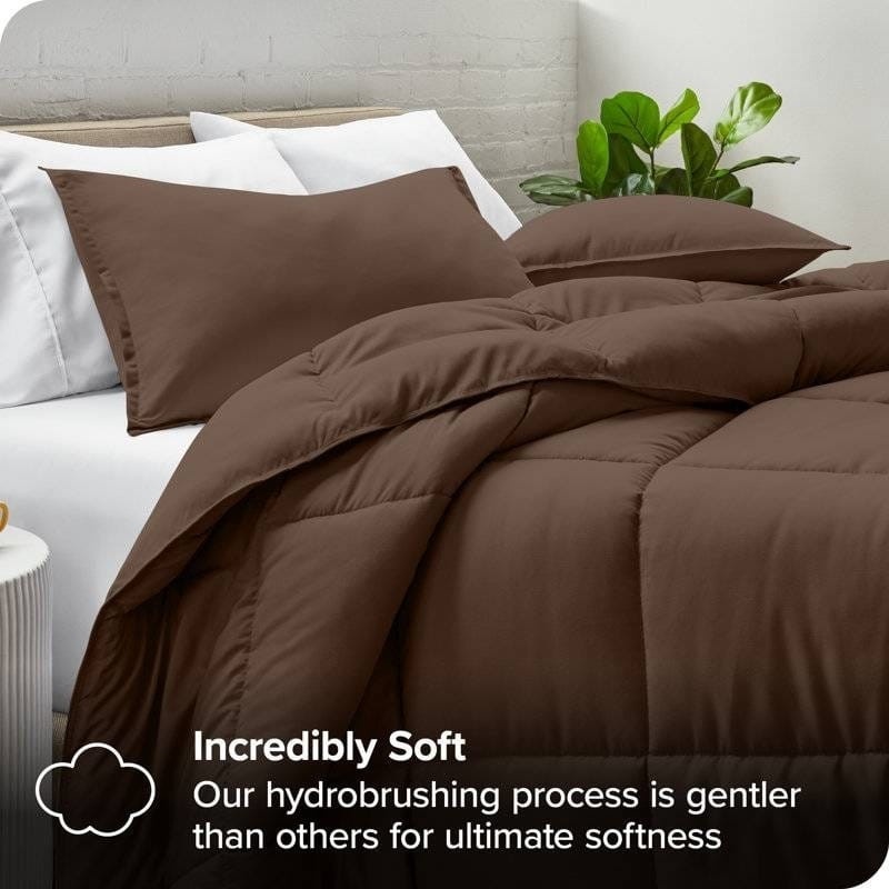 Full Size 3-Piece Down Alternative Comforter Set in Chocolate Brown