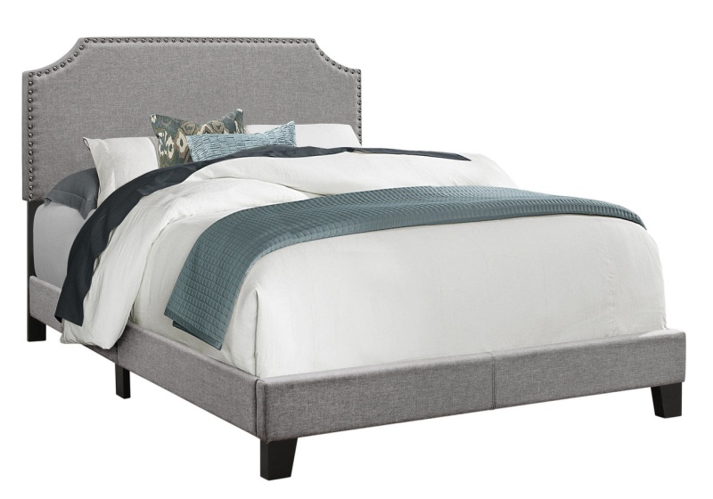 Gray Solid And Manufactured Wood Full Upholstered Faux Leather Bed Frame