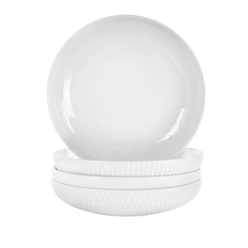Elama Esme 4 Piece Porcelain Assorted Bowl Set In White