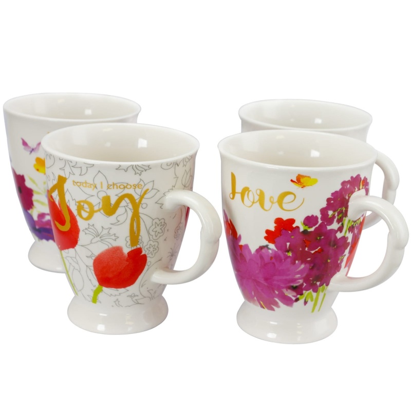 Gibson Home Bold Floral 17.4 oz Mug Set