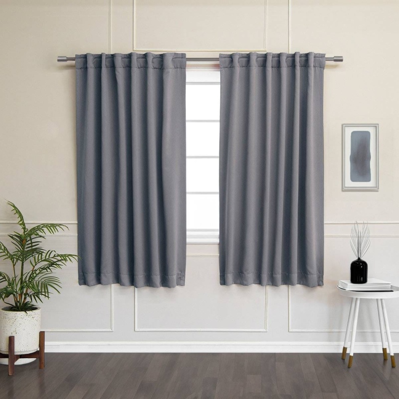 52 X 63 Inch Solid Grey Thermal Blackout Curtain Panels - Set Of 2