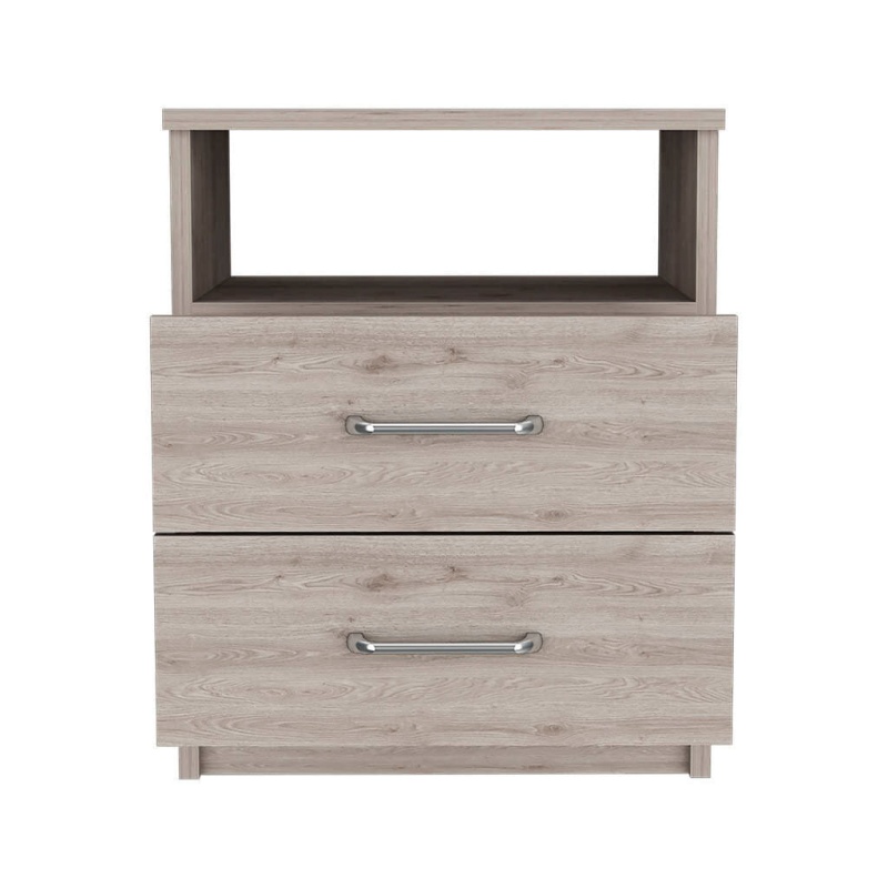 20" Gray Two Drawer Faux Wood Nightstand