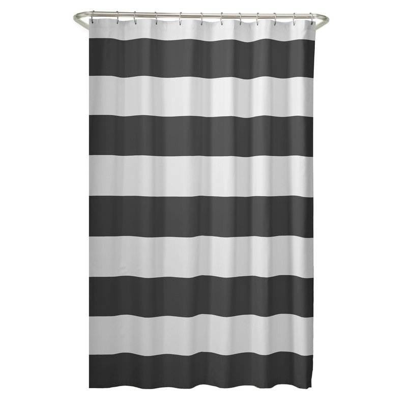 72 X 70 Inch Polyester Grey White Nautical Ocean Beach Striped Shower Curtain