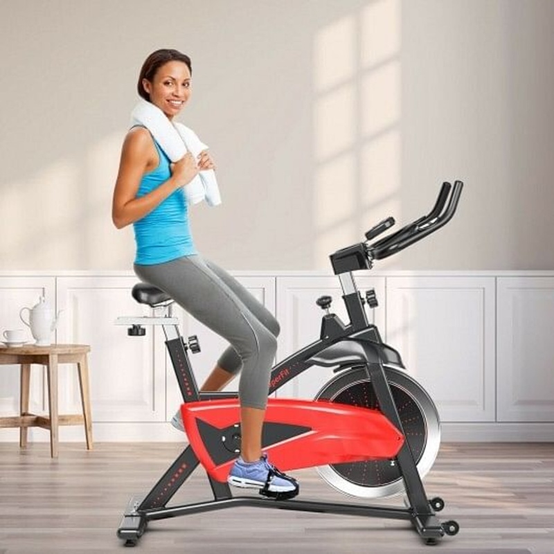 Magnetic Exercise Bike Fitness Cycling Bike With 35Lbs Flywheel For Home And Gym-Black & Red - Colo