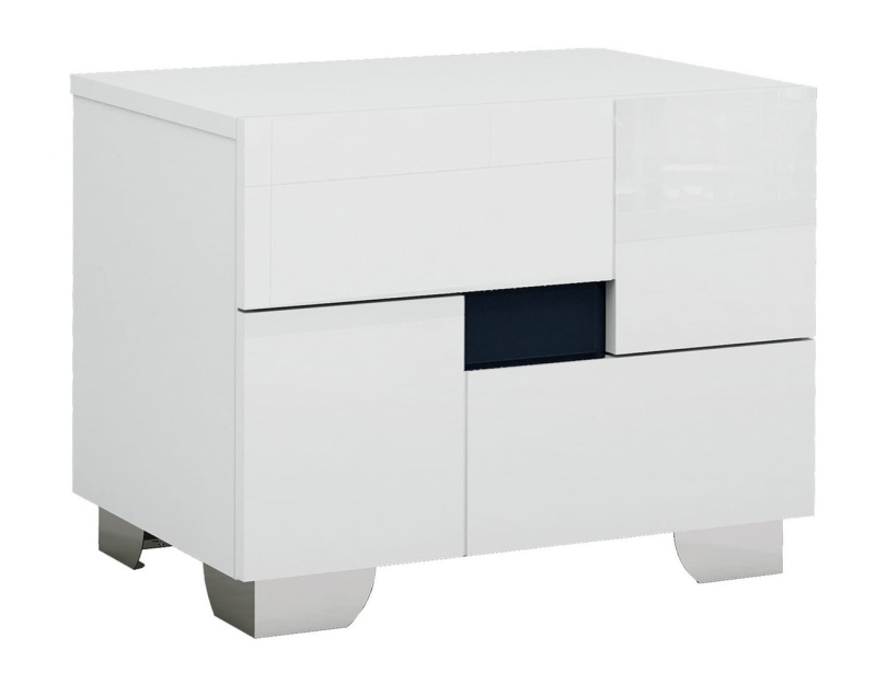 18" White Two Drawer Mirrored Nightstand