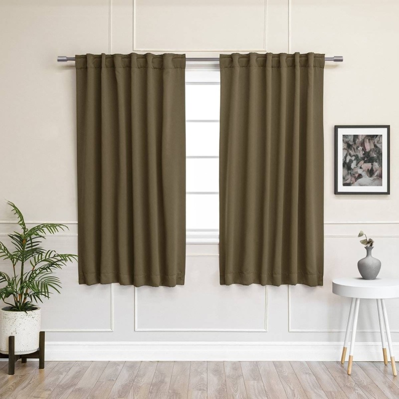 52 X 72 Inch Solid Olive Green Thermal Blackout Curtain Panels - Set Of 2