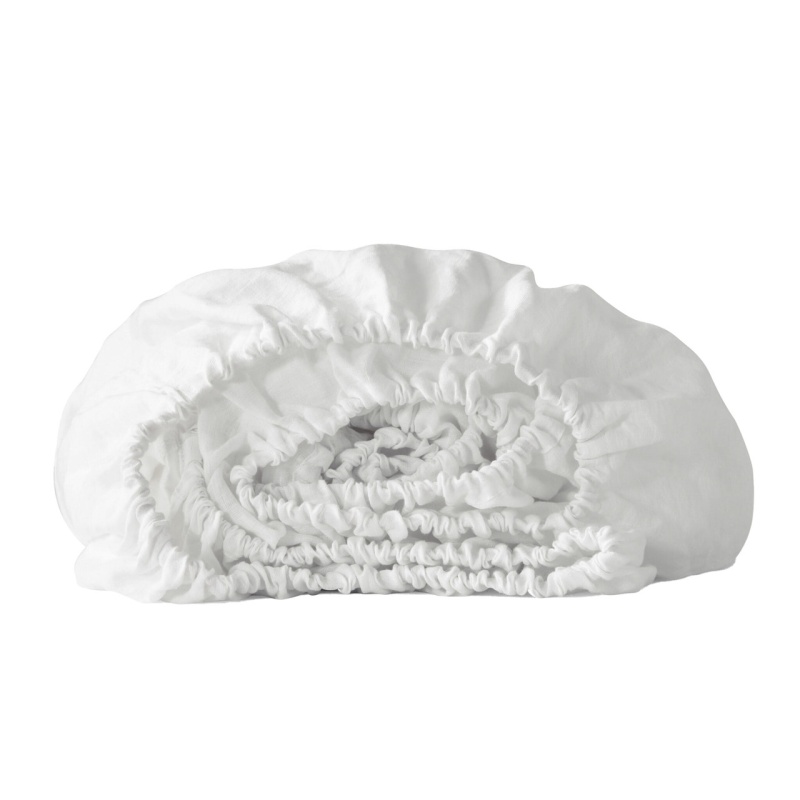 Ivory Linen King Fitted Sheet