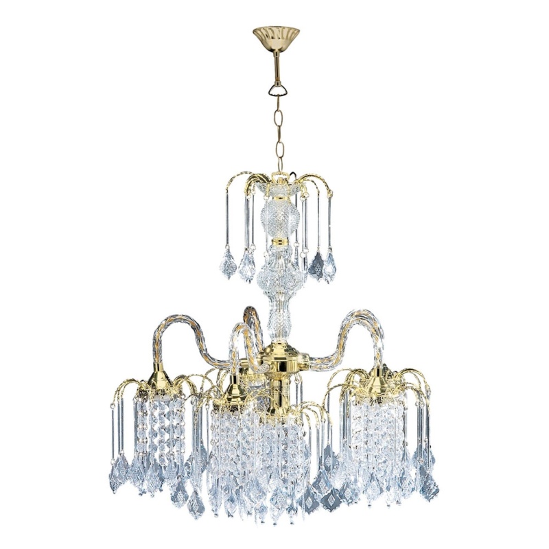 Two Tier Crystal And Gold Hanging Chandelier Light