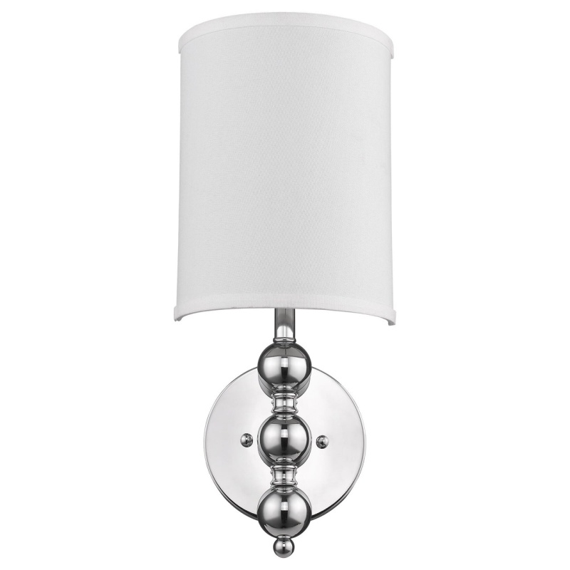 Silver Chrome Wall Light With Linen Fabric Shade