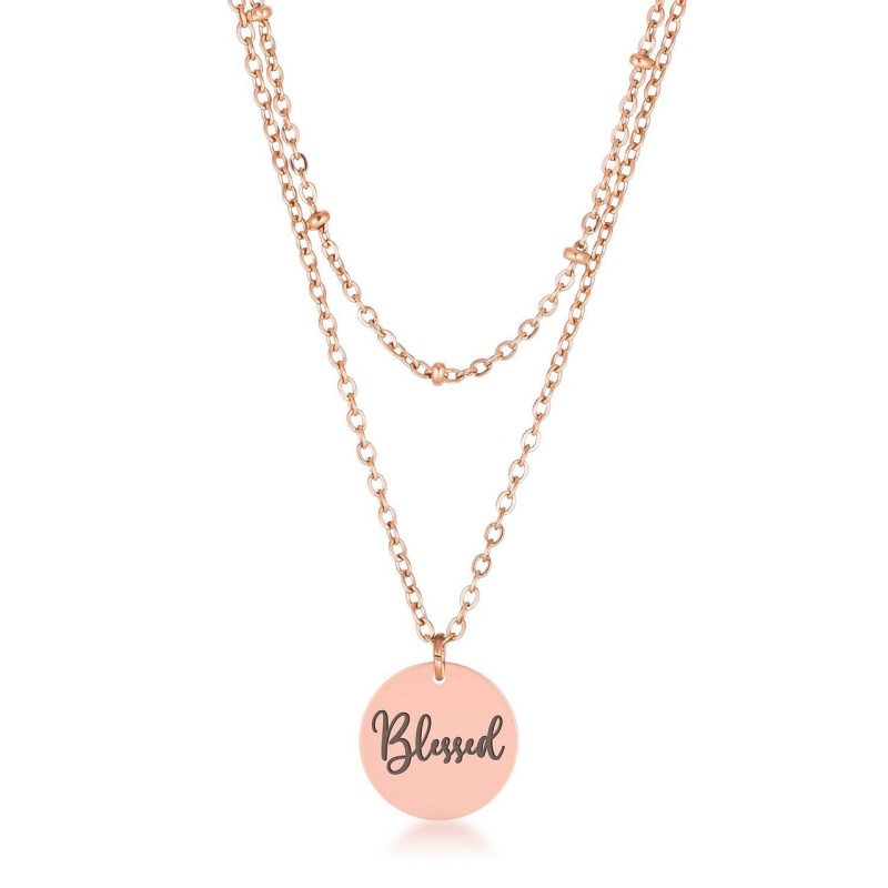 Delicate Rose Gold Plated Blessed Necklace