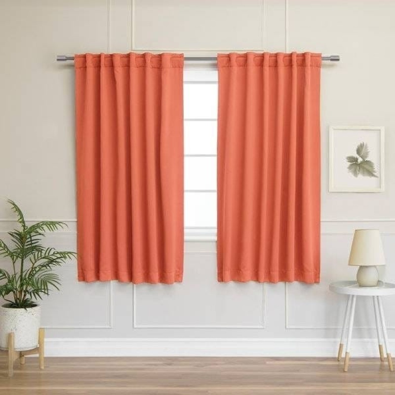 52 X 63 Inch Solid Apricot Orange Thermal Blackout Curtain Panels - Set Of 2