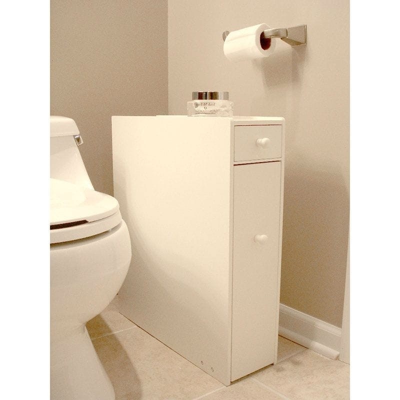 Space Saving Bathroom Floor Cabinet In White Wood Finish