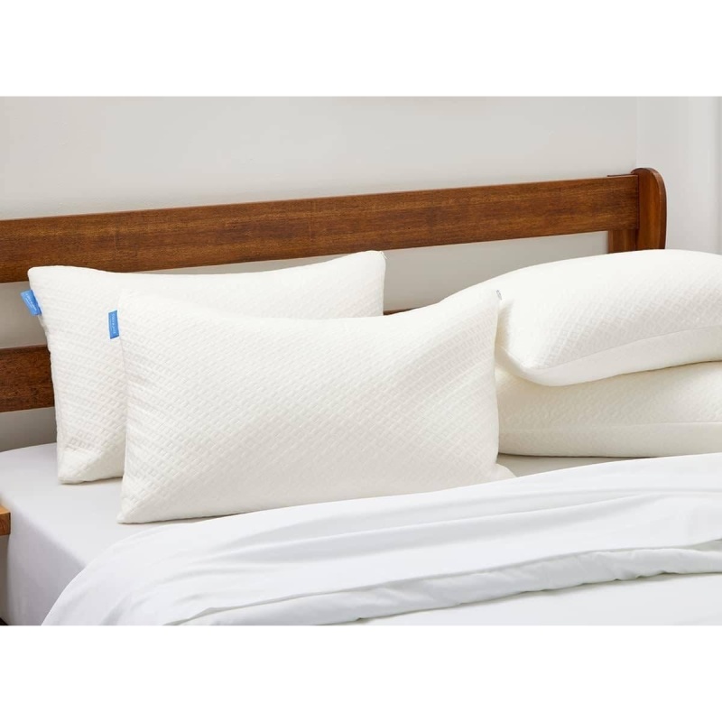Set Of 2 Queen Shredded Memory Foam Pillows With Luxury Bamboo Breathable Cover
