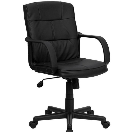 Smith Distributors Black Mid-Back Polyurethane & Leather Office Chair with Nylon Arms