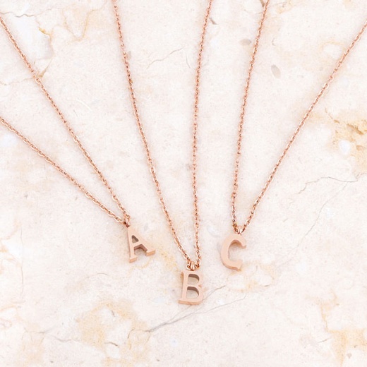 Elaina Rose Gold Stainless Steel I Initial Necklace