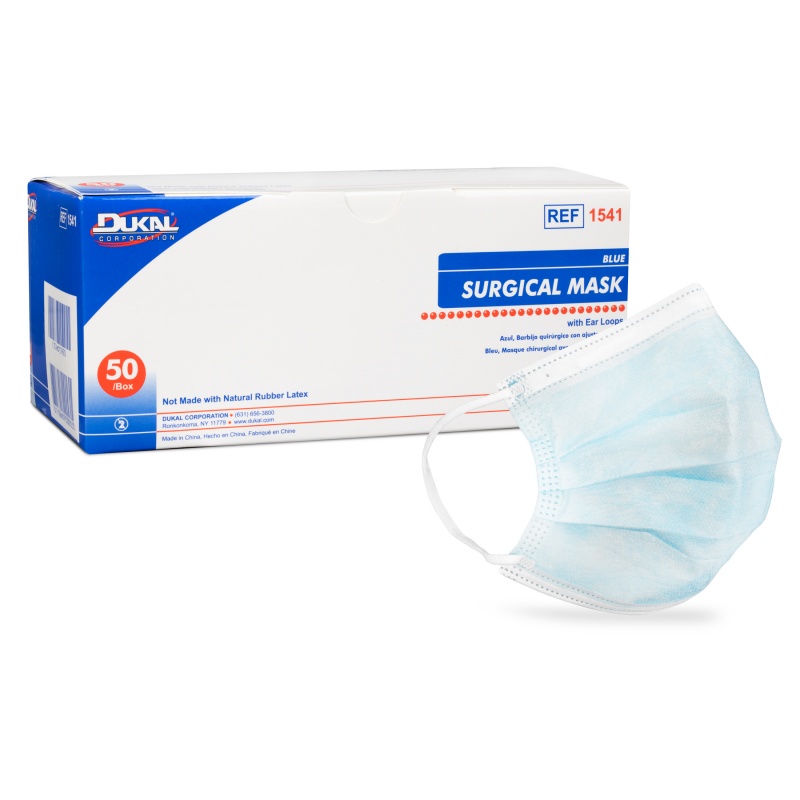 Surgical Face Mask 3-Ply Atsm Level 1 Blue With Ear Loop 50/Bx 6 Bx/Cs