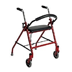 Two Wheeled Walker/Rollator Red Push Down Brakes With Seat 1/Cs