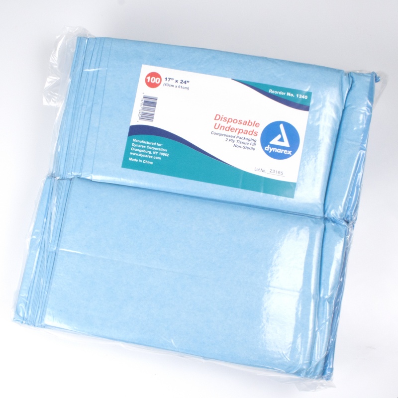 Disposable Underpads 17"X24" Tissue Fill 2-Ply 100/Pk 3 Pk/Cs