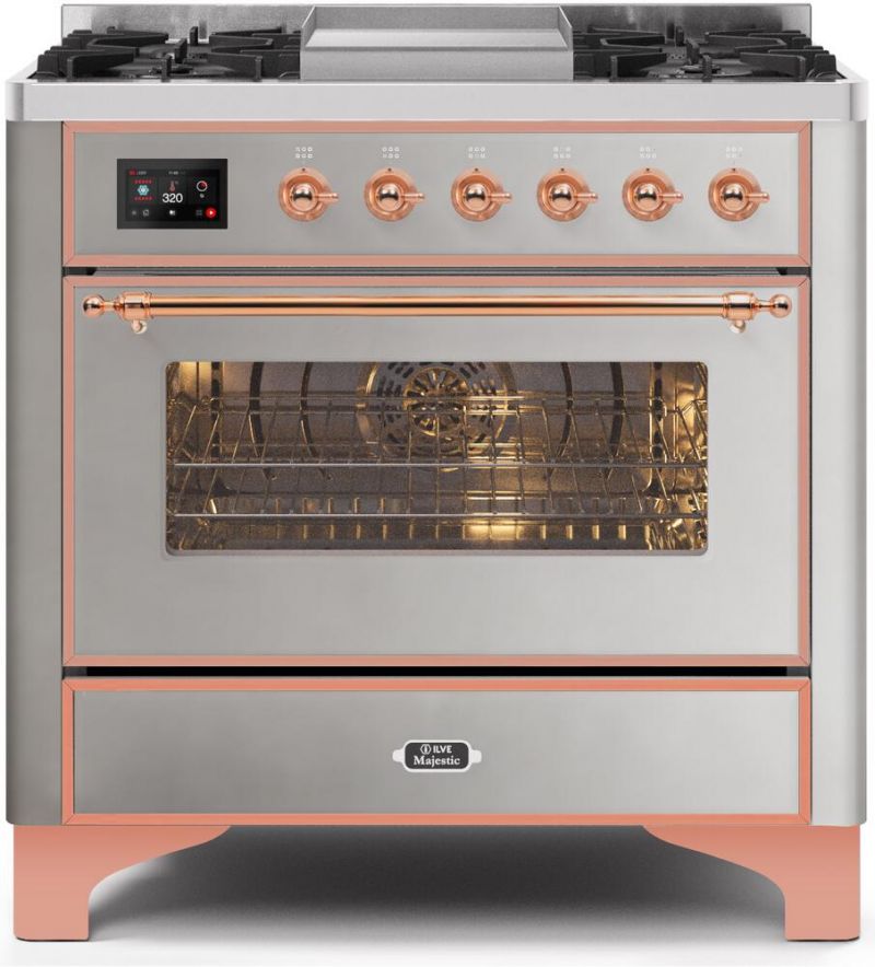 36" Majestic Ii Series Freestanding Dual Fuel Single Oven Range With 6 Sealed Burners, Triple