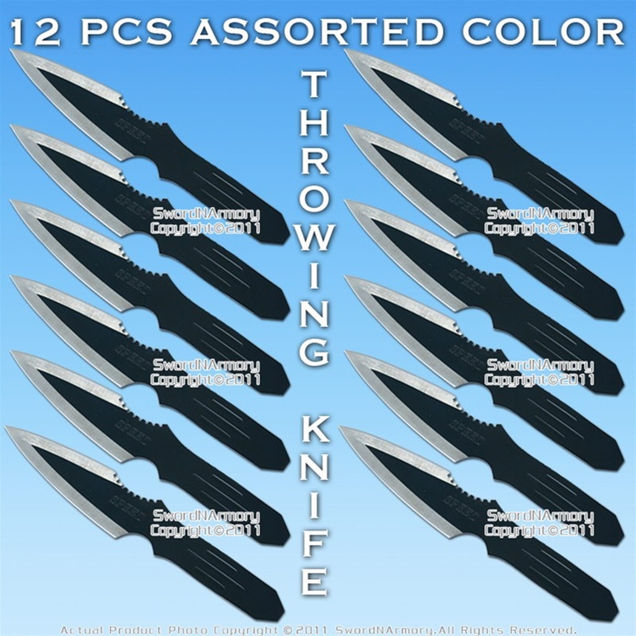12 Pcs Assorted Color Thrower Throwing Knife Set W/ Case