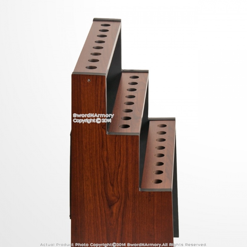 Deluxe 3 Tiers Wooden Walking Stick Display Stand Hold 24 Canes