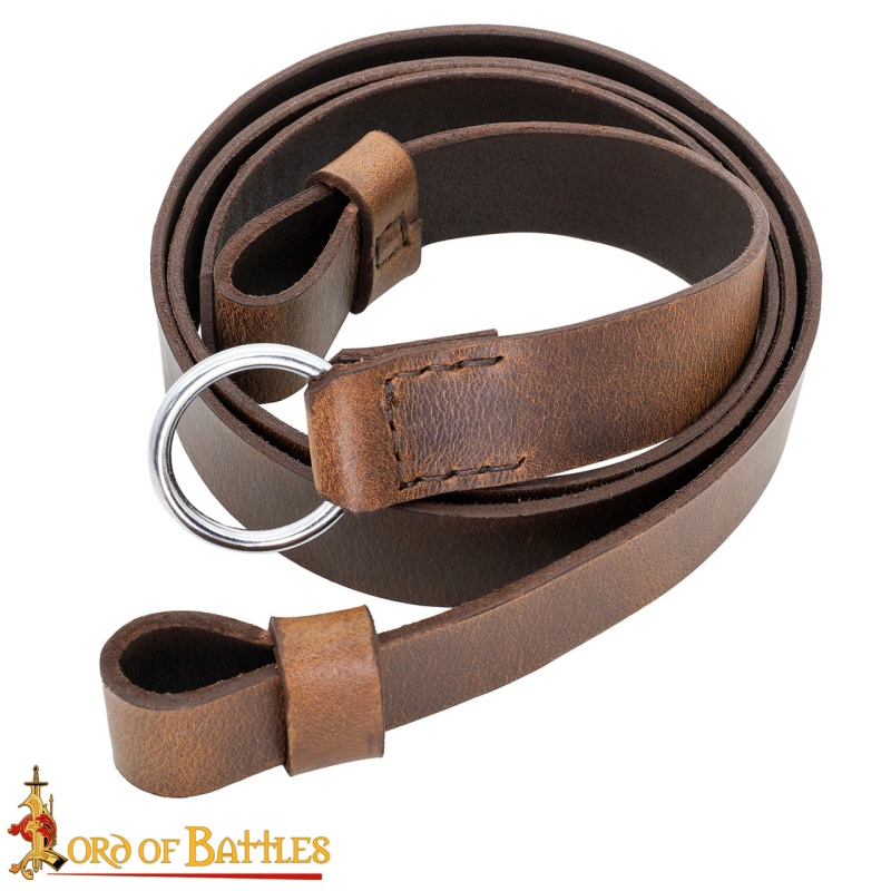 Leather Belt With Lustrous Steel Ring Genuine Leather Sword Hanging Belt