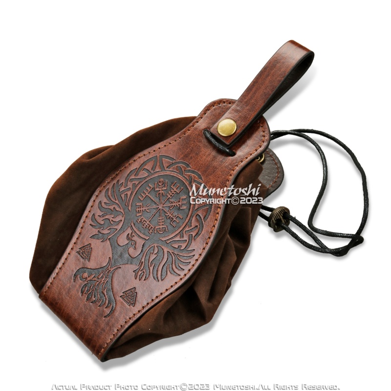 Pleather Drawstring Belt Pouches Coin Purse Medieval Ren Fair Cosplay Large Small