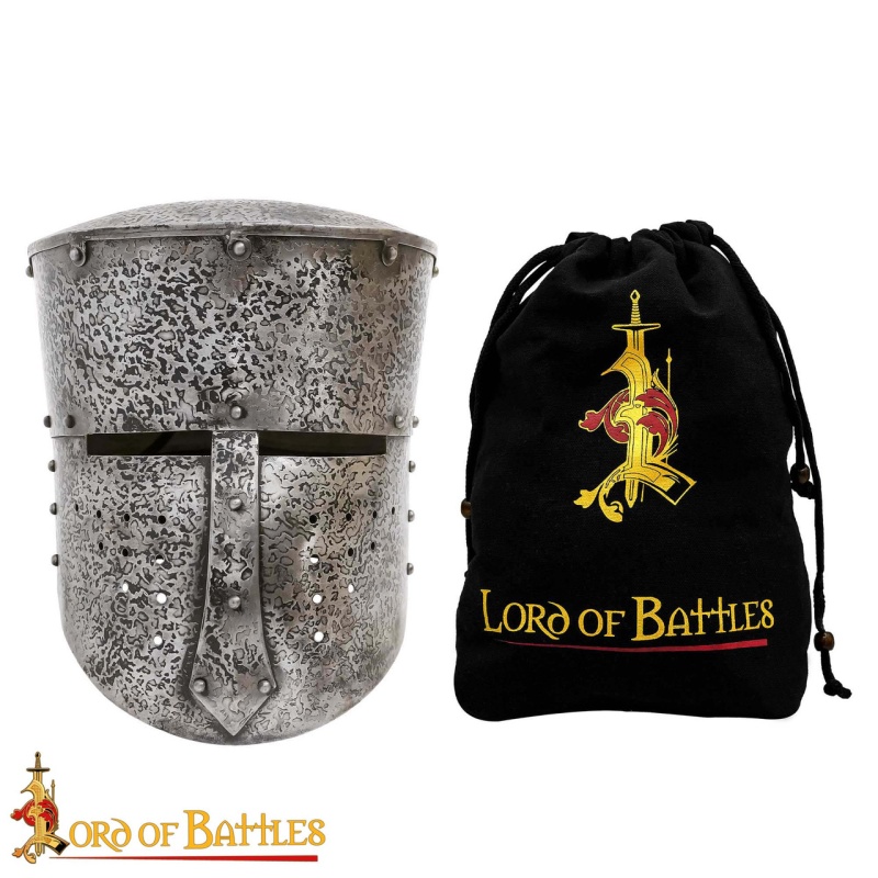 Medieval Crusader Antique Helmet With Padded Liner 16 Gauge