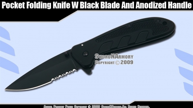 Spring Assisted Opening Knife Pocket Folder W/ Serrated Blade 2