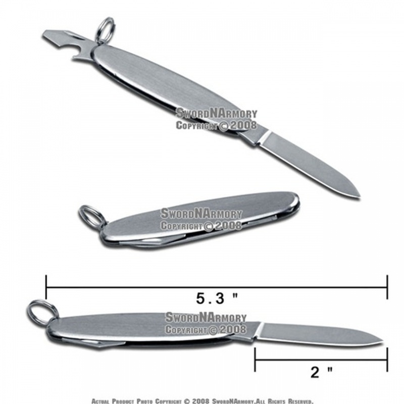 Key Chain Pocket Folder Knife with Key Ring & Bottle Opener