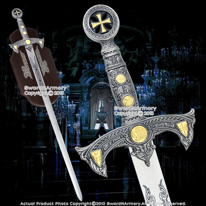47" Long Full Size Medieval 12Th Century Knights Templar Crusader Sword W/ Plaq