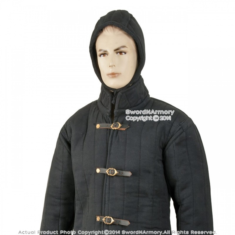 Black Gambeson Type Iv Medieval Padded Armour Coat Sca Larp Arming Jacket