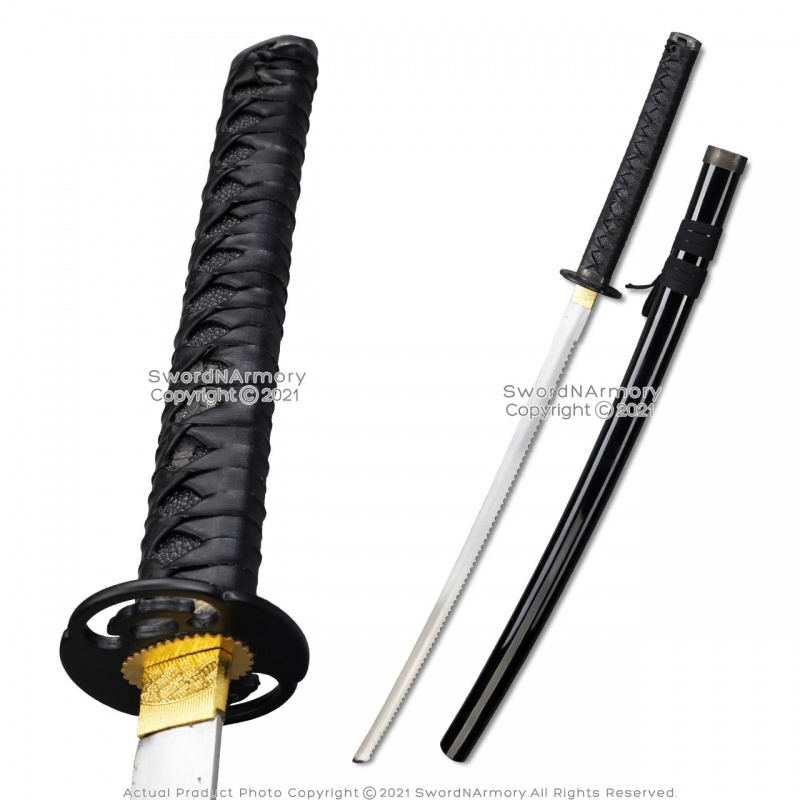 38.5" Anime Samurai Sword Katana Serrated Blade Japanese Cosplay With Scabbard