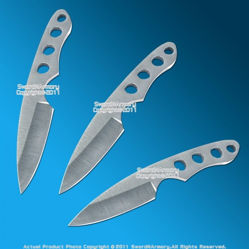 3 Pcs 6" Full Tang Steel Throwing Knife Set Fixed Blade Throwers With Sheath