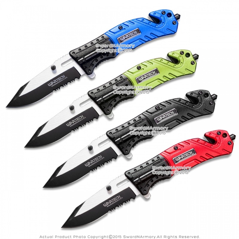 Wartech Spring-Assisted Survival Folding Knife with Flashlight