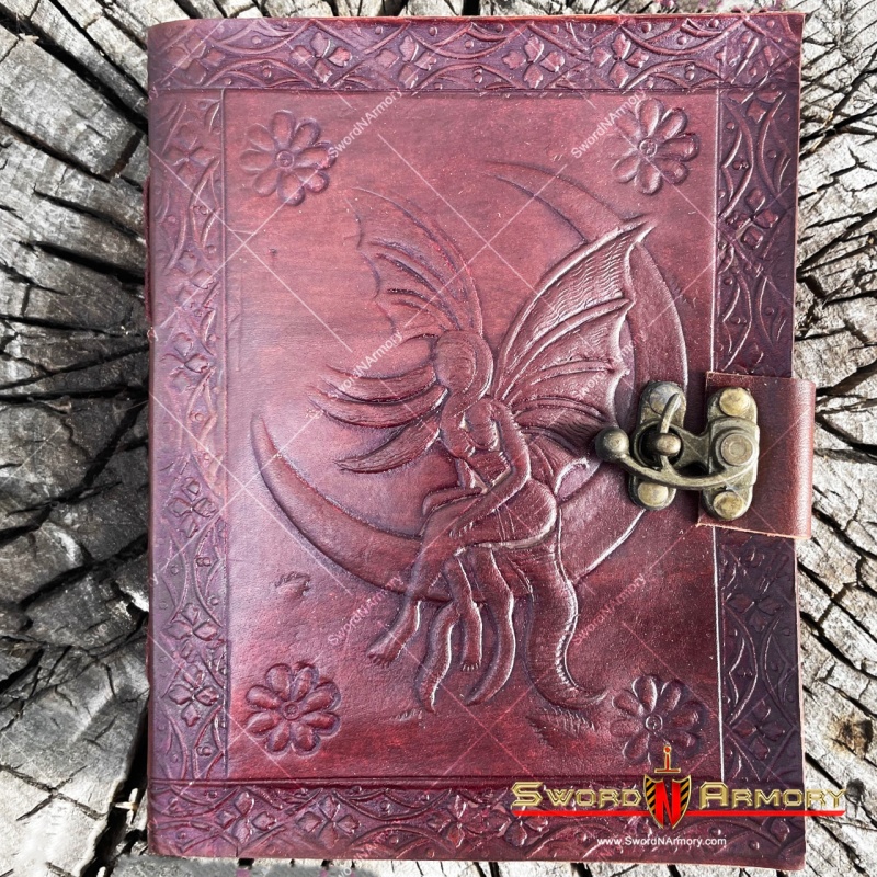 Medieval Genuine Leather Journal Diary Parchment Paper Notebook Brown Moon Fairy