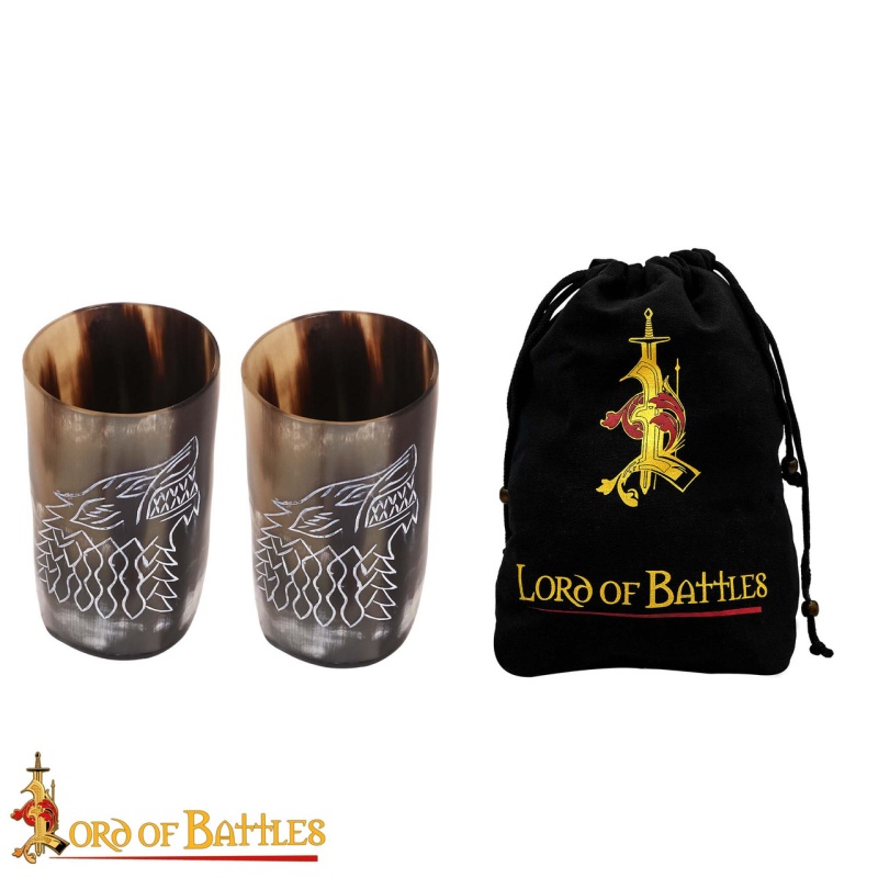 Medieval Viking Horn Beer Tankard Set Of 2 Handcrafted Genuine Ox Horn