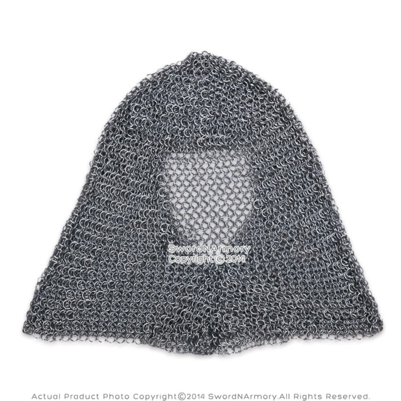 Medieval Chainmail Hood Coif Butted Mild Steel For Larp Renaissance Reenactment