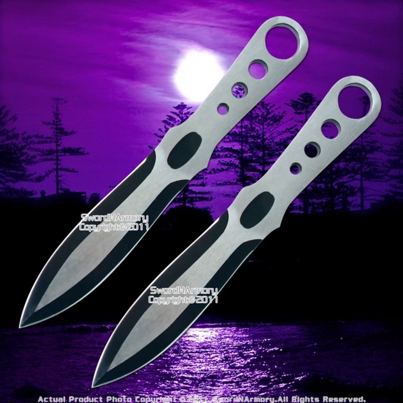 7.25" Set Os 2 Stainless Steel Throwing Knife Darts Throwers Ring Hilt